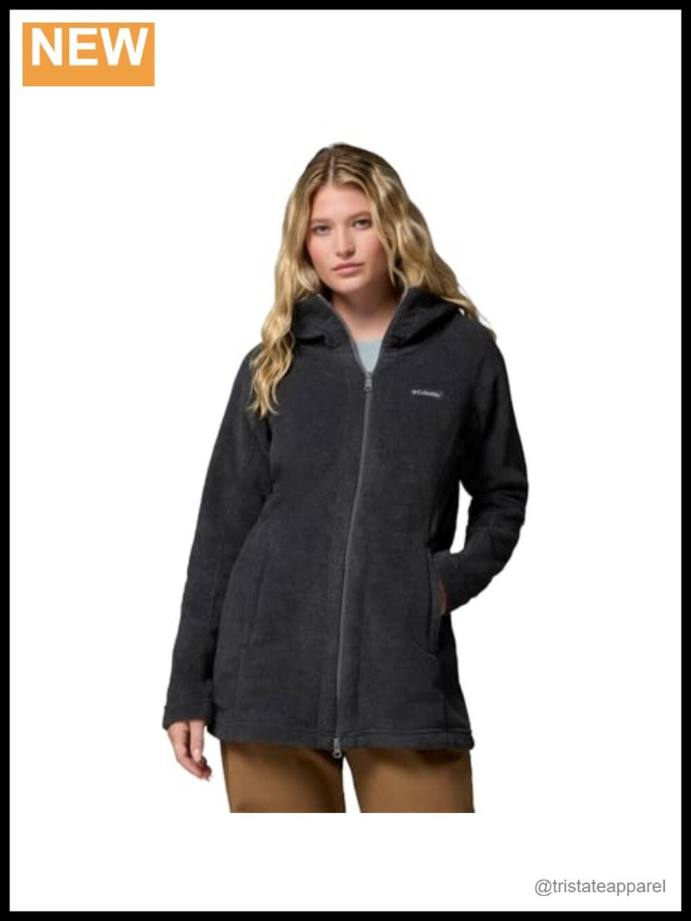 Long Fleece Hoodie Jacket Full Zip Two-Way Zipper Hooded Warm